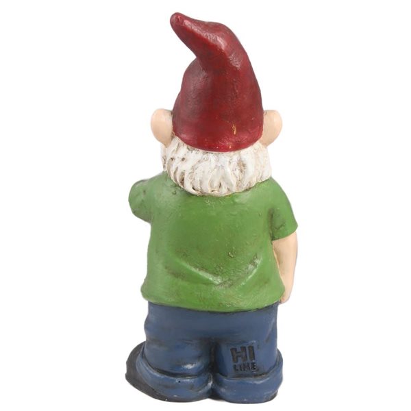 Statue de nain de jardin fumeur en résine vert/bleu/rouge Hi-Line Gift Ltd 10 po h.