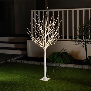 Hi-Line Gift Ltd. 5-ft H White Indoor/Outdoor Lighted Birch Tree w/ 268 Warm White LED Lights