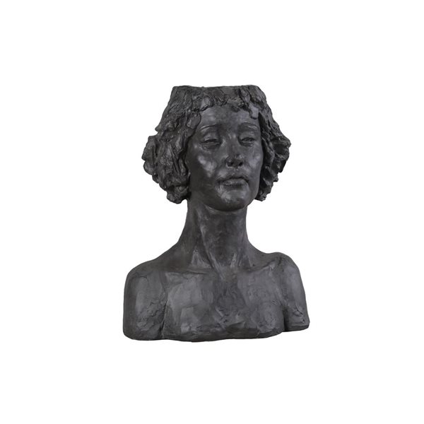 Hi-Line Gift Ltd 18-in H Antique Grey Clay Graceful Muse Classic Lady Head Plant Stand Statue