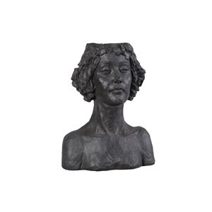 Hi-Line Gift Ltd 18-in H Antique Grey Clay Graceful Muse Classic Lady Head Plant Stand Statue