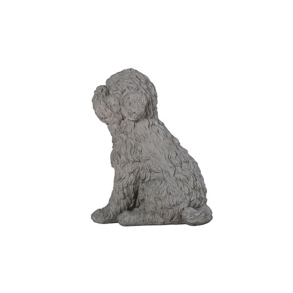 Hi-Line Gift Ltd 16-in H Ice Grey Clay Indoor/Outdoor Curled Sitting Dog Memorial Statue