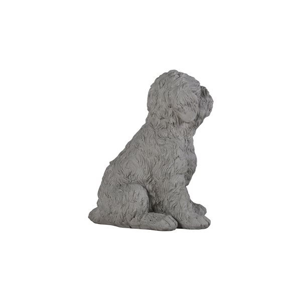 Hi-Line Gift Ltd 16-in H Ice Grey Clay Indoor/Outdoor Curled Sitting Dog Memorial Statue