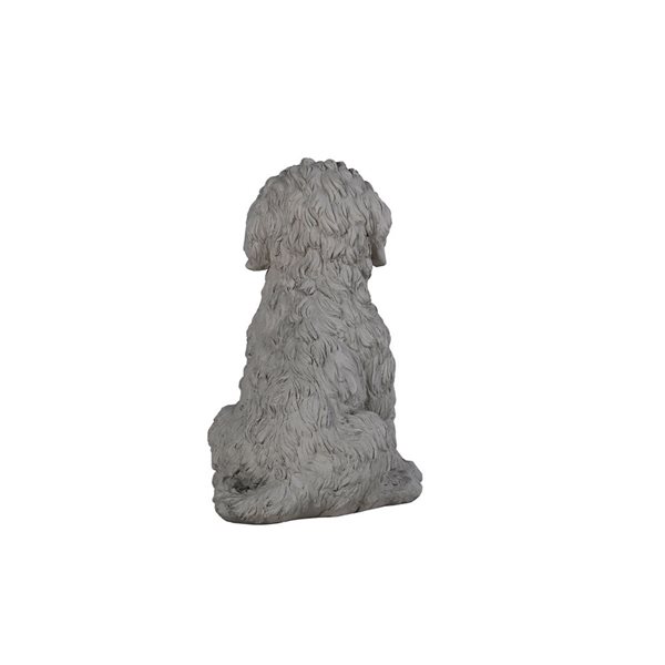 Hi-Line Gift Ltd 16-in H Ice Grey Clay Indoor/Outdoor Curled Sitting Dog Memorial Statue