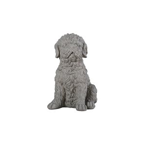 Hi-Line Gift Ltd 16-in H Ice Grey Clay Indoor/Outdoor Curled Sitting Dog Memorial Statue