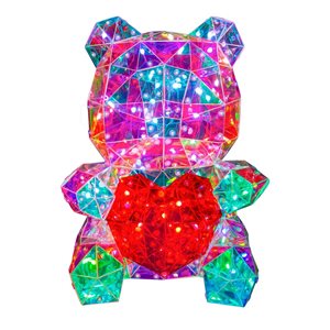 Ourson en plastique multicolore Hi-Line Gift Ltd RVB de 12 po h. à DEL et alimenté par USB