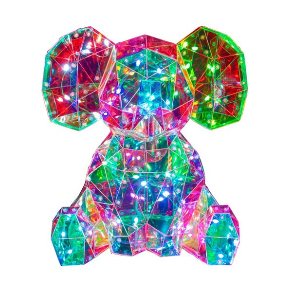 Éléphant multicolore en plastique RVB Hi-Line Gift Ltd de 12 po éclairé à DEL à prise USB