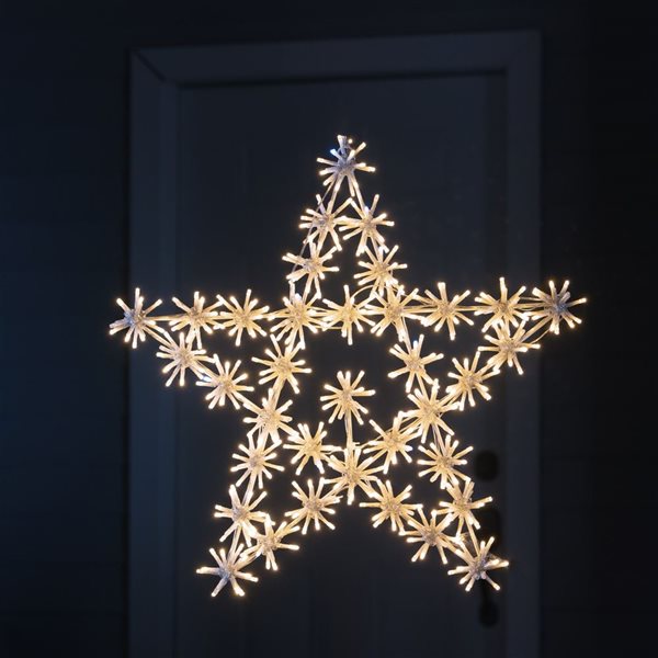 Étoile lumineuse Hi-Line Gift Ltd. 2 pi h. int./ext. à cadre en métal blanc avec 432 DEL chaudes