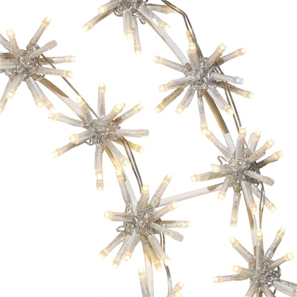 Hi-Line Gift Ltd. 2-ft dia White Metal Frame Indoor/Outdoor Lighted Snowflake Garland w/ 456 Warm LED Lights