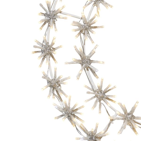 Hi-Line Gift Ltd. 2-ft dia White Metal Frame Indoor/Outdoor Lighted Snowflake Garland w/ 456 Warm LED Lights