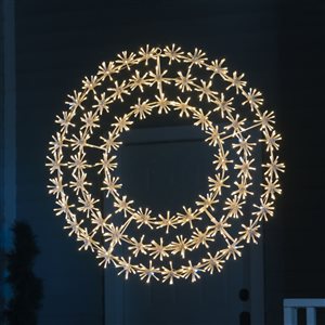 Guirlande illuminée de flocons de neige Hi-Line Gift Ltd. 2,7 pi diamètre à cadre en métal blanc int./ext. à 456 DEL c…