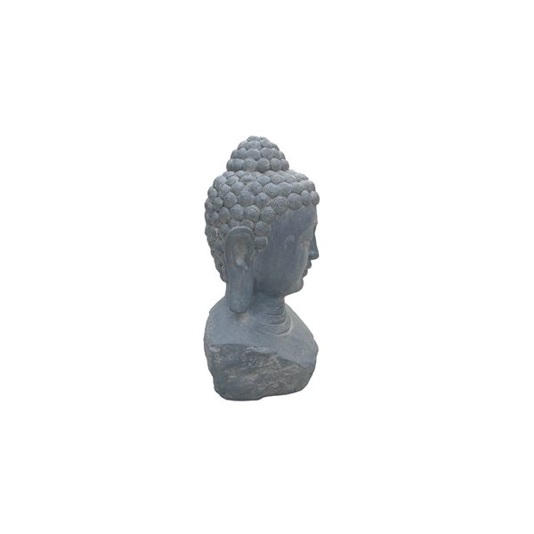 Hi-Line Gift Ltd 23-in Antique Grey Clay Indoor/Outdoor Zen Buddha Head Statue