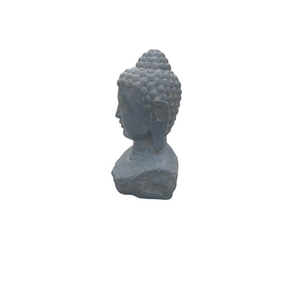 Hi-Line Gift Ltd 23-in Antique Grey Clay Indoor/Outdoor Zen Buddha Head Statue