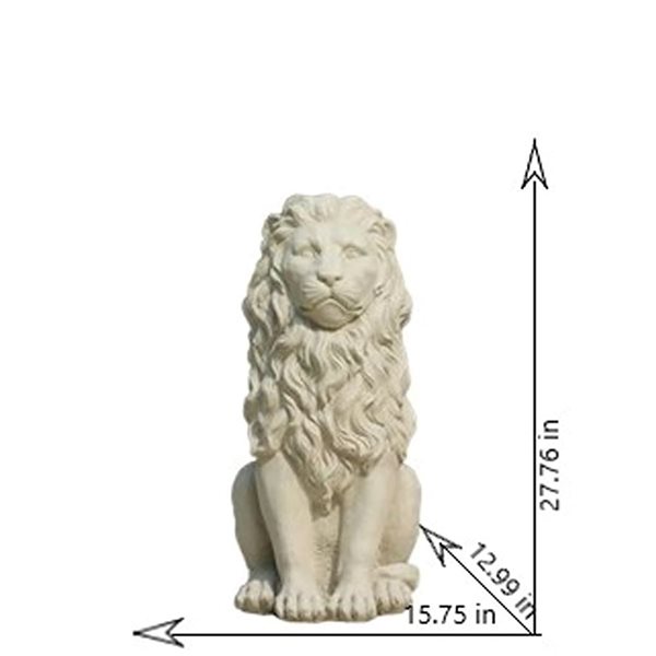 Statue de lion assis en argile blanc cassé Hi-Line Ltd pour intérieur et extérieur 28 po haut