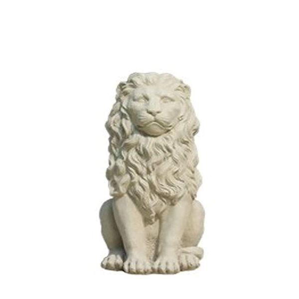 Statue de lion assis en argile blanc cassé Hi-Line Ltd pour intérieur et extérieur 28 po haut