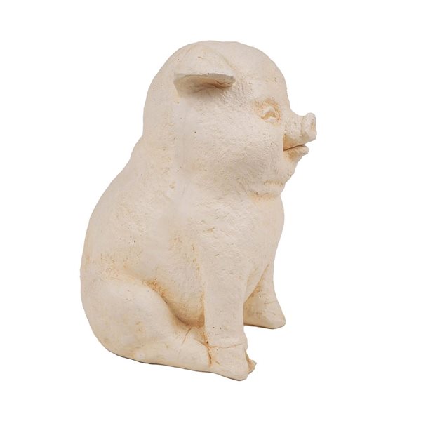 Hi-Line Gift Ltd 16-in Cream Clay Indoor/Outdoor Sitting Pig Statue