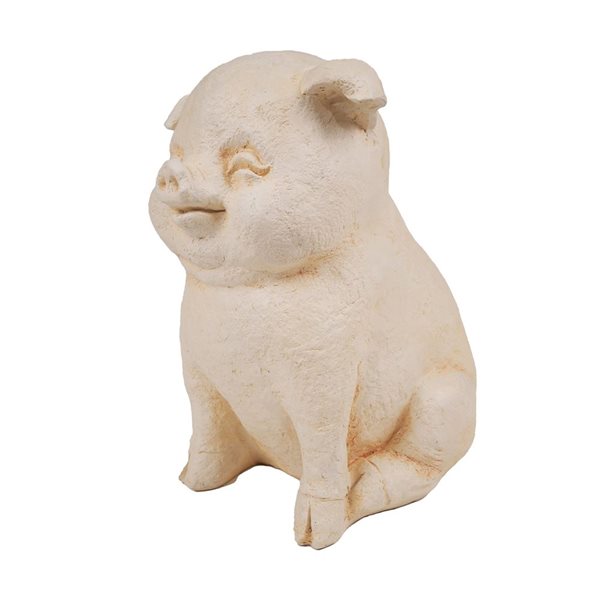 Hi-Line Gift Ltd 16-in Cream Clay Indoor/Outdoor Sitting Pig Statue