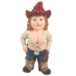 Hi-Line Gift Ltd 10-in Beige/Maroon/Blue Polyresin Woman Gnome