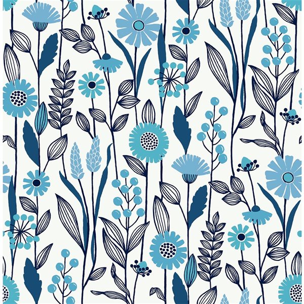 Papier peint pelable et autocollant Blue Jane par NuWallpaper