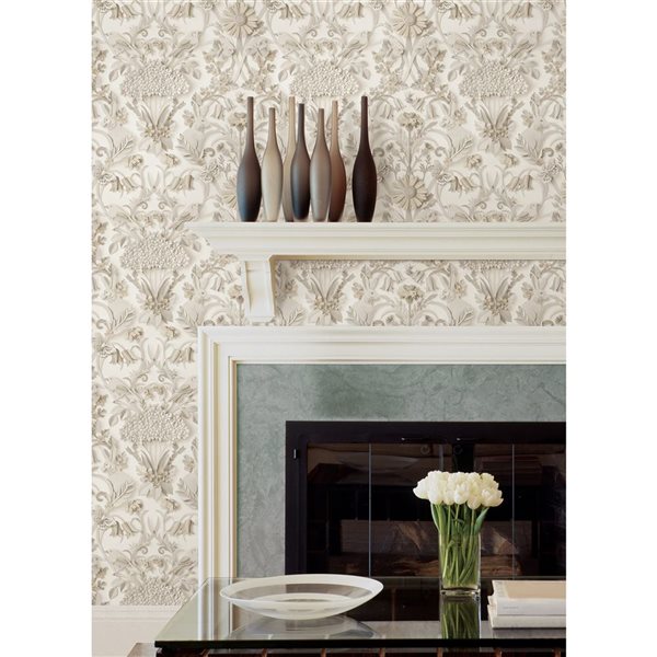 NuWallpaper Taupe Eloise Peel and Stick Wallpaper