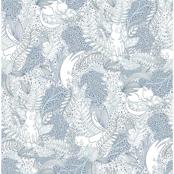 NuWallpaper Botanical Blue Gato Garden Novelty Peel and Stick Wallpaper