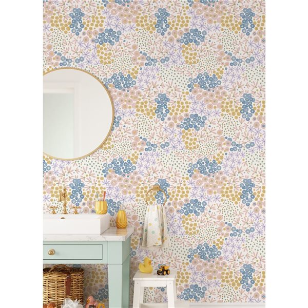 NuWallpaper Floral Bunch Multi Bright Peel and Stick Wallpaper