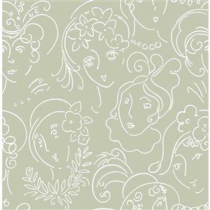 Papier peint autocollant Ladies Who Lunch par NuWallpaper vert