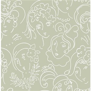 NuWallpaper Lovely Green Ladies Who Lunch Novelty Peel and Stick Wallpaper