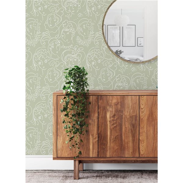 Papier peint autocollant Ladies Who Lunch par NuWallpaper vert