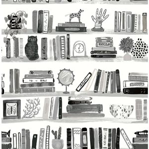 NuWallpaper Painterly Black Shelf Stories Novelty Peel and Stick Wallpaper