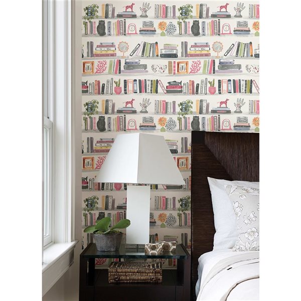 NuWallpaper Painterly Pink Shelf Stories Novelty Peel and Stick Wallpaper