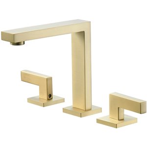 8 inch Widespread Double Handle Bathroom Faucet with Supply Hose in Brushed Gold