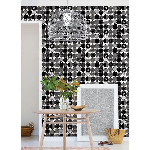 NuWallpaper Black and White Kompotti Peel and Stick Wallpaper