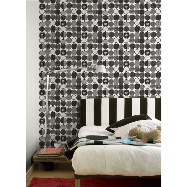 NuWallpaper Black and White Kompotti Peel and Stick Wallpaper