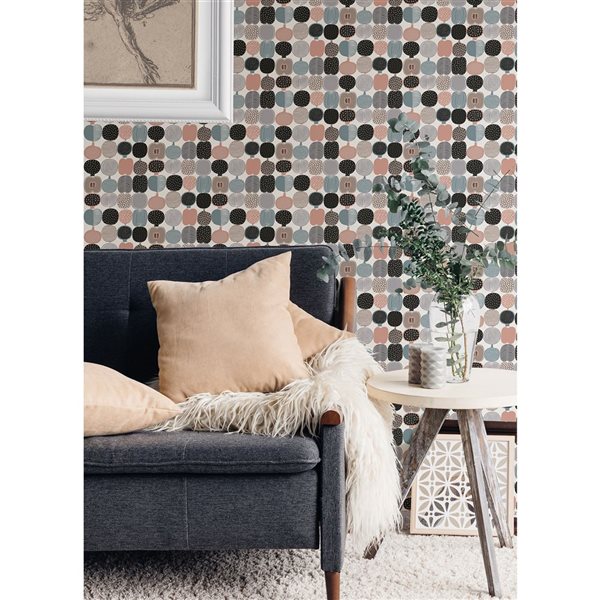 Papier peint autocollant Kompotti par NuWallpaper rose et gris