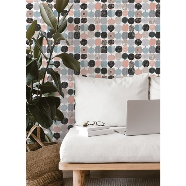 Papier peint autocollant Kompotti par NuWallpaper rose et gris