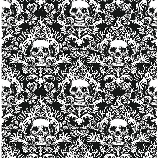 NuWallpaper Skulls Black Fieri Novelty Peel and Stick Wallpaper