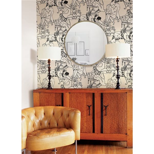 NuWallpaper Illustrative Taupe Leisure Ladies Novelty Peel and Stick Wallpaper