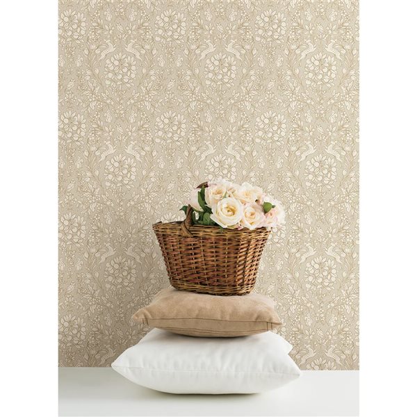 NuWallpaper Taupe Enchanted Peel and Stick Wallpaper