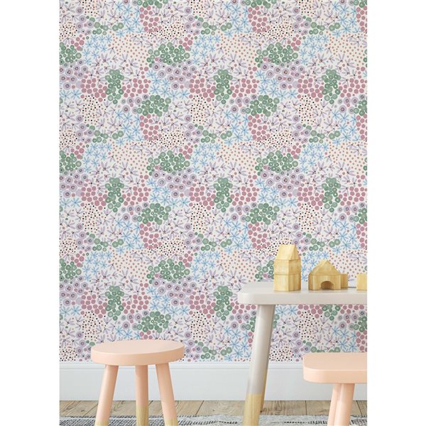 NuWallpaper Floral Bunch Multi Cool Peel and Stick Wallpaper