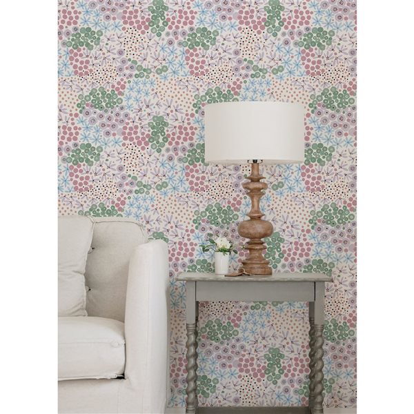 NuWallpaper Floral Bunch Multi Cool Peel and Stick Wallpaper