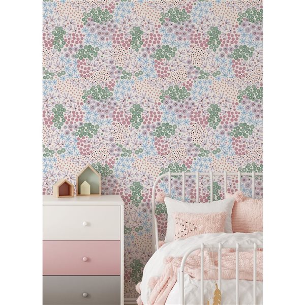 NuWallpaper Floral Bunch Multi Cool Peel and Stick Wallpaper