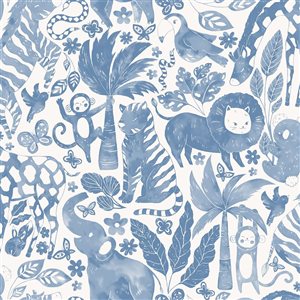 NuWallpaper Sweet Safari Blue Peel and Stick Wallpaper