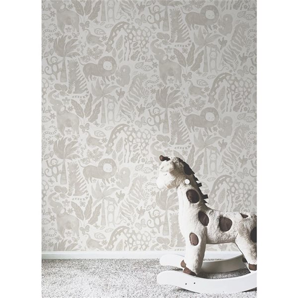 NuWallpaper Sweet Safari Taupe Peel and Stick Wallpaper