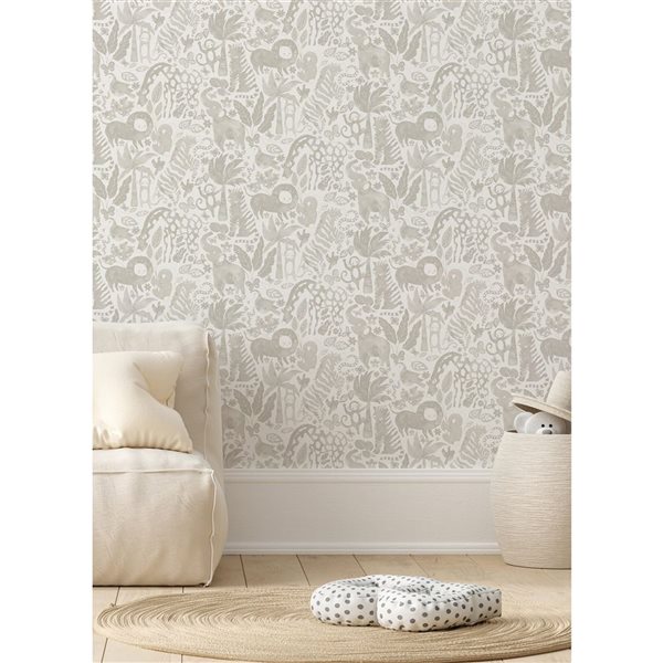 NuWallpaper Sweet Safari Taupe Peel and Stick Wallpaper