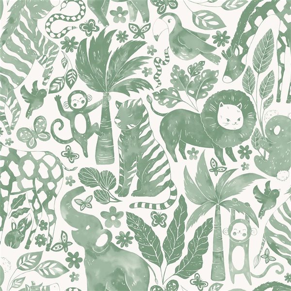 Papier peint autocollant Safari doux par NuWallpaper vert