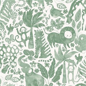 NuWallpaper Sweet Safari Green Peel and Stick Wallpaper