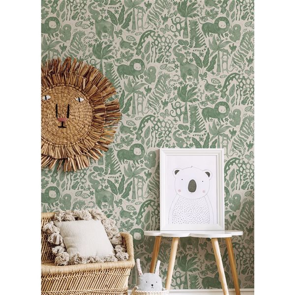 Papier peint autocollant Safari doux par NuWallpaper vert