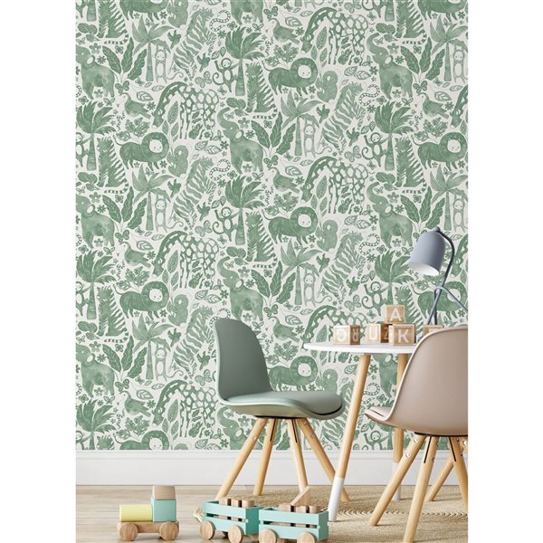 Papier peint autocollant Safari doux par NuWallpaper vert