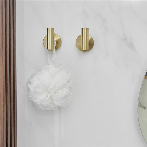 5-Piece Bath Hardware Set with Towel Bar Hook Toilet Paper Holder and Towel Ring in Brushed Gold