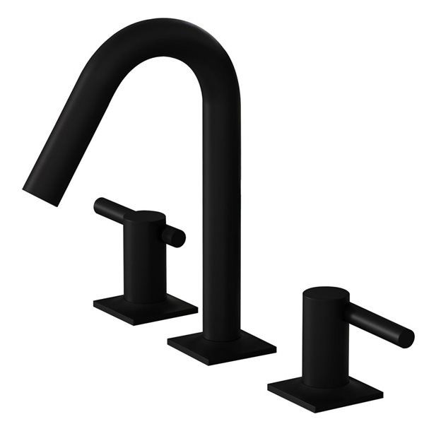 8 in. Widespread Double Handle High-Arc Bathroom Faucet Water-Saving With Drain Kit In Matte Black